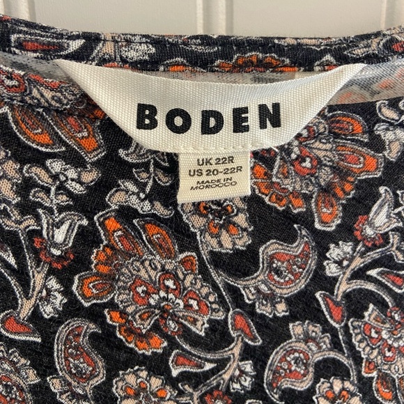 Boden Tie Front Midi Dress Short Sleeve Black Floral Paisley All Over Print 20R - Picture 7 of 14